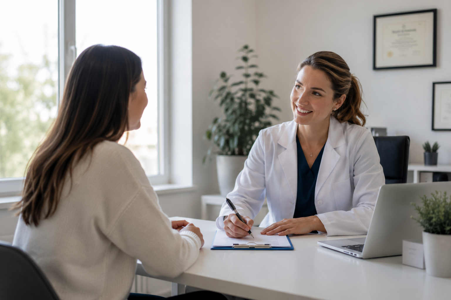 Professionnelle de la santé en consultation virtuelle